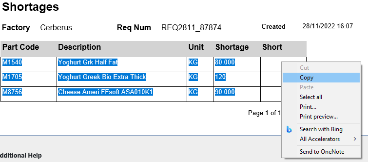 Generating Shortage Sheet Generating shoortage sheet
